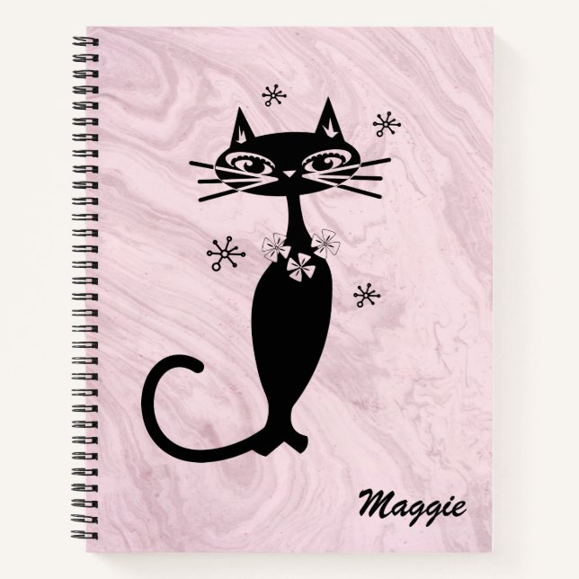 Cuaderno Portátil de espiral personalizada de gato retro-at (Anverso)
