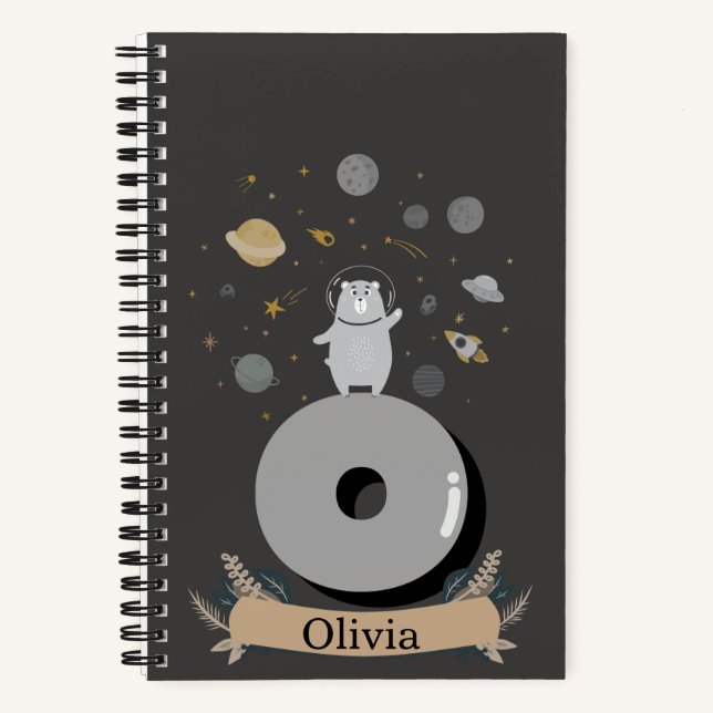 Cuaderno Portátil de espiral personalizada de Oso de espaci (Anverso)
