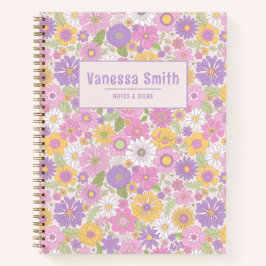 Cuaderno Portátil de espiral personalizada de patrón floral