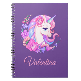 Cuaderno Portátil de espiral personalizada de unicornio y f
