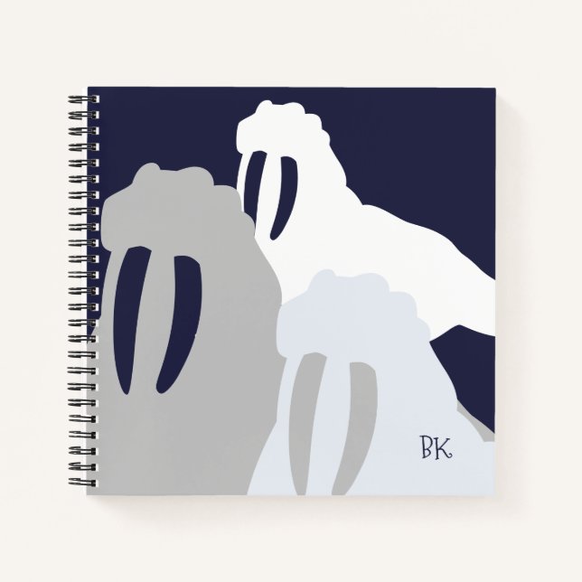 Cuaderno Portátil de espiral personalizada Monograma Walrus (Anverso)