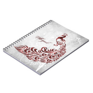 Cuaderno Portátil de espiral personalizada Red Peacock