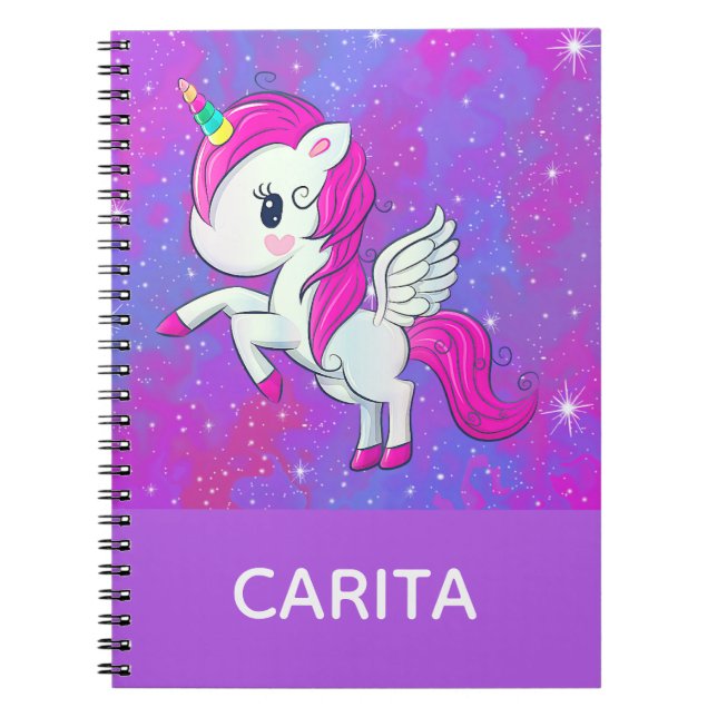 Cuaderno Portátil de espiral personalizada unicornio (Frente)