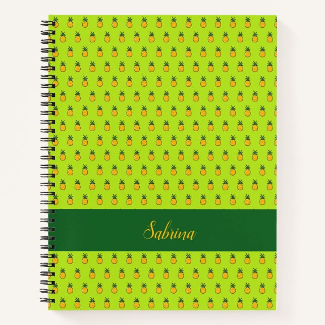 Cuaderno Portátil de espiral tropical personalizado de piña (Anverso)