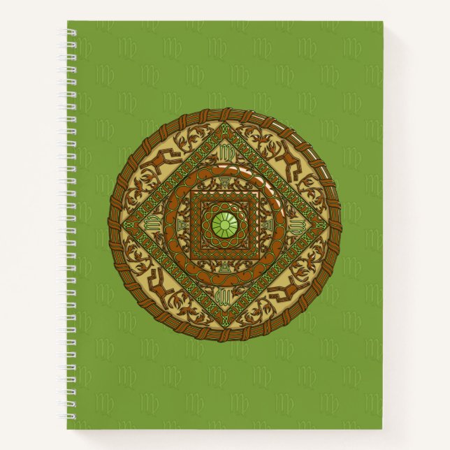 Cuaderno Portátil de espiral Virgo Mandala (Anverso)