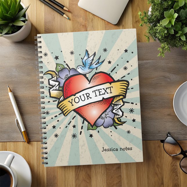 Cuaderno Portátil de estilo retro con tatuaje de corazón pe (Subido por el creador)