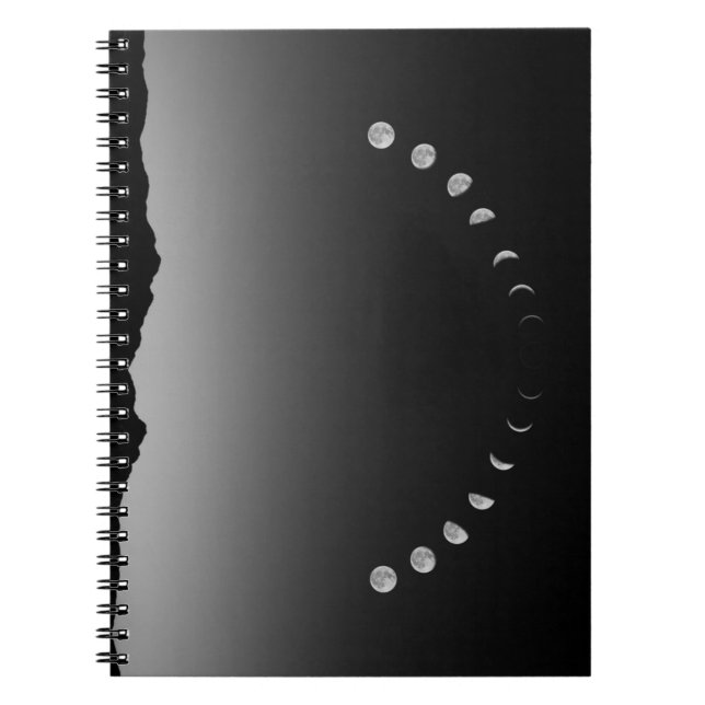 Cuaderno Portátil de fase lunar, paisaje monocromo (Frente)