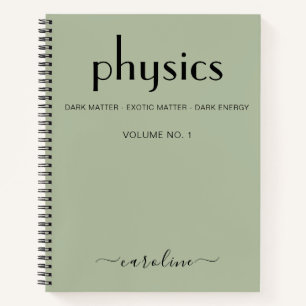 Cuaderno Portátil de física personalizada Sage Green Black