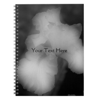Cuaderno Portátil De Flor De Iris Con Barrido Blanco Y Negr