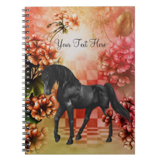Cuaderno Portátil de Flores de Flor de Caballo Negro