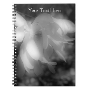 Cuaderno Portátil De Flores De Magnolia Blanco Y Negro