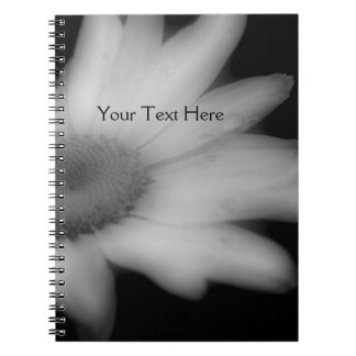 Cuaderno Portátil De Flores De Marea Negra Y Blanca