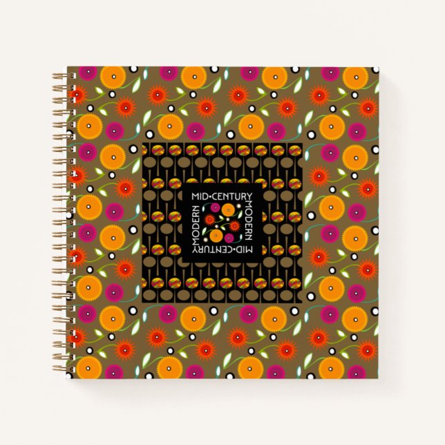 Cuaderno Portátil de flores de mediados del siglo (Anverso)