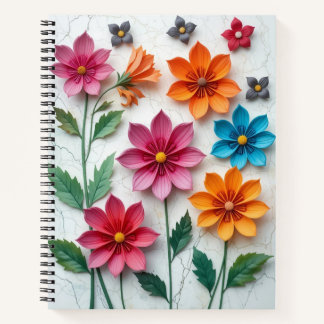 Cuaderno Portátil de flores de papel