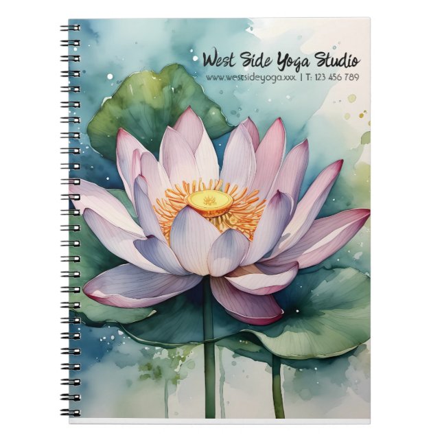 Cuaderno Portátil de Flores Lotus Rosa Empresarial (Frente)