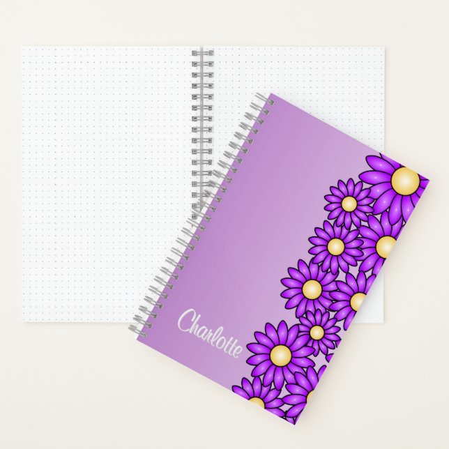 Cuaderno Portátil de flores moradas para oficina, escuela,  (Interior)