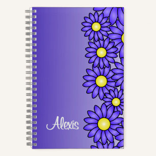 Cuaderno Portátil de flores moradas para oficina, escuela, 