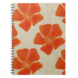 Cuaderno Portátil de flores naranjas