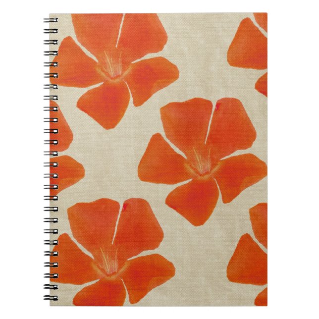Cuaderno Portátil de flores naranjas (Frente)