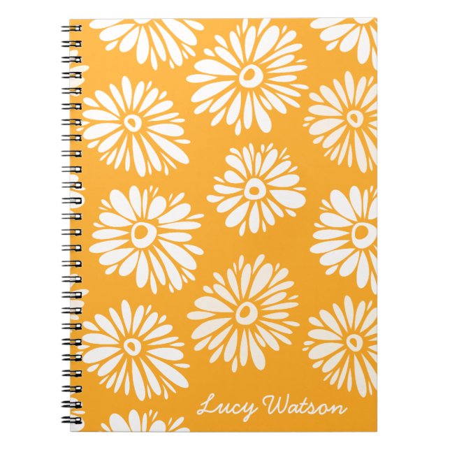 Cuaderno Portátil de flores naranjas (Frente)