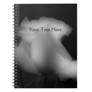 Cuaderno Portátil De Flores Rosebud De Color Negro Y Blanco