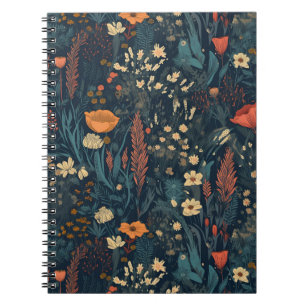 Cuaderno Portátil de flores silvestres de estilo retro, flo