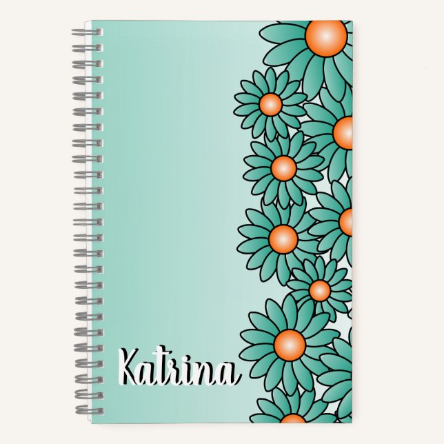 Cuaderno Portátil de flores verde azuladas para Office, blo (Anverso)