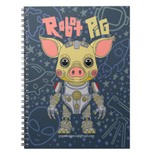 Cuaderno Portátil de foto de espiral de cerdo Robot