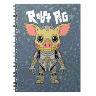 Cuaderno Portátil de foto de espiral de cerdo Robot