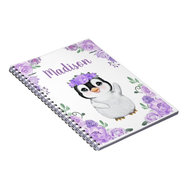 Cuaderno Portátil de foto de espiral floral púrpura Chica p (Lado Derecho)