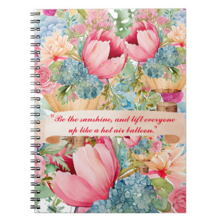 Cuaderno Portátil de foto de espiral rosada floral