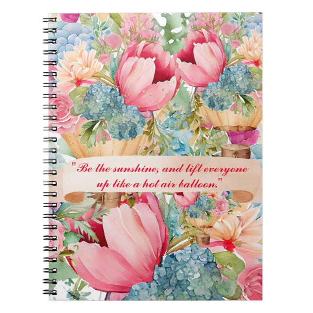 Cuaderno Portátil de foto de espiral rosada floral (Frente)