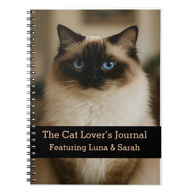Cuaderno Portátil de foto de gato personalizado con el nomb (Frente)