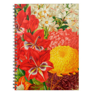 Cuaderno Portátil de foto espiral de flores de jardín vinta