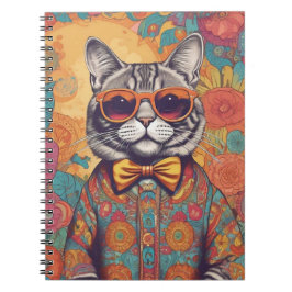 Cuaderno Portátil de foto espiral de gato hipster