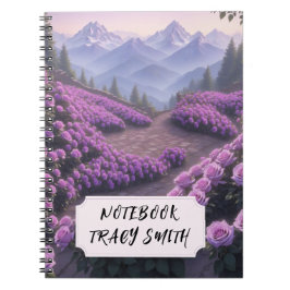 Cuaderno Portátil de foto espiral de jardín de Rosa púrpura