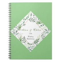 Portátil de foto espiral de regalo de Boda verde b