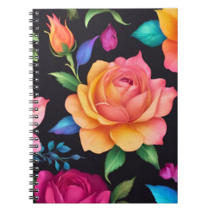 Cuaderno Portátil de foto espiral de Rosa Floral Patern