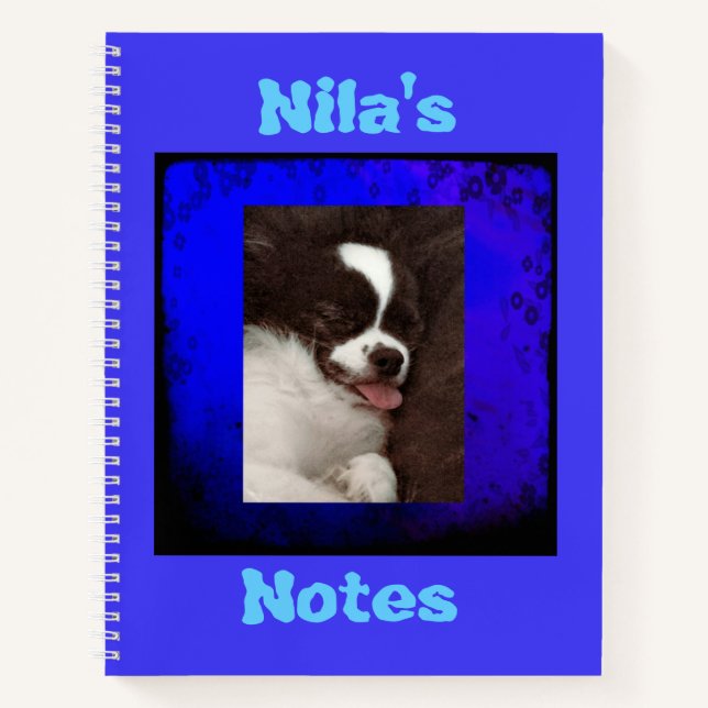 Cuaderno Portátil de foto Mascota personalizado azul (Anverso)