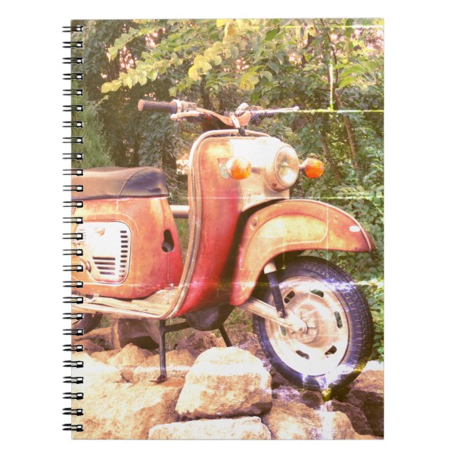 Cuaderno Portátil de fotografía de motocicleta retro (Frente)