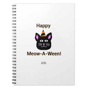 Cuaderno Portátil de fotografía espiral de gato negro Meow-