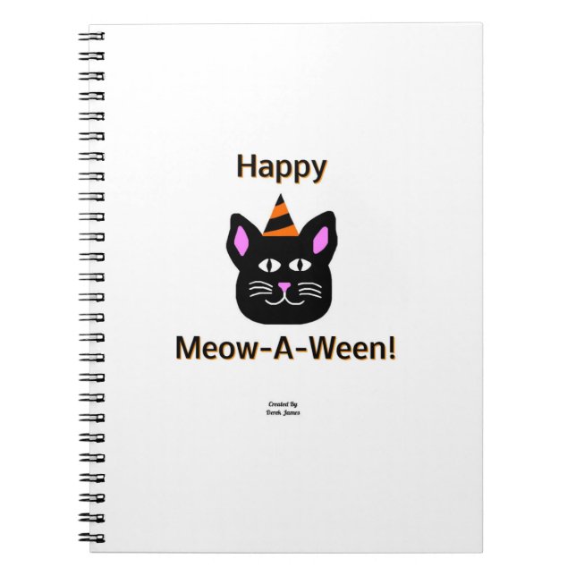 Cuaderno Portátil de fotografía espiral de gato negro Meow- (Frente)