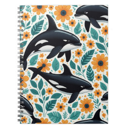 Cuaderno Portátil de fotografía espiral de orcas florales