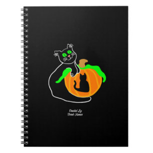 Cuaderno Portátil de fotos de calabaza para gato negro