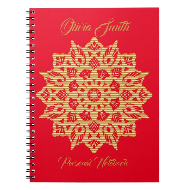 Cuaderno Portátil de fotos de oro Mandala (Frente)