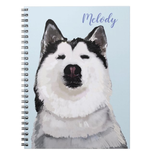 Cuaderno Portátil de fotos de Personalizado de perro Husky (Frente)
