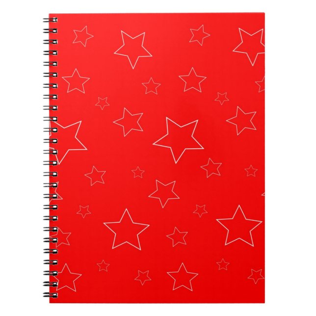 Cuaderno Portátil de fotos en espiral de estrellas rojas (Frente)