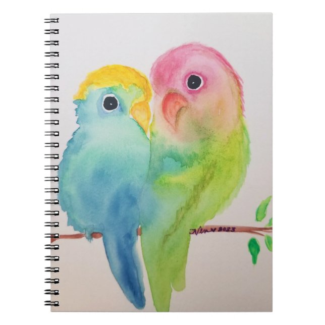 Cuaderno Portátil de fotos en espiral de Lovebirds (Frente)