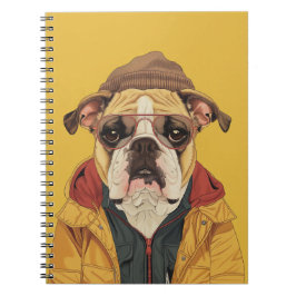 Cuaderno Portátil de fotos espirales de bulldog