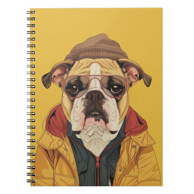 Cuaderno Portátil de fotos espirales de bulldog (Frente)
